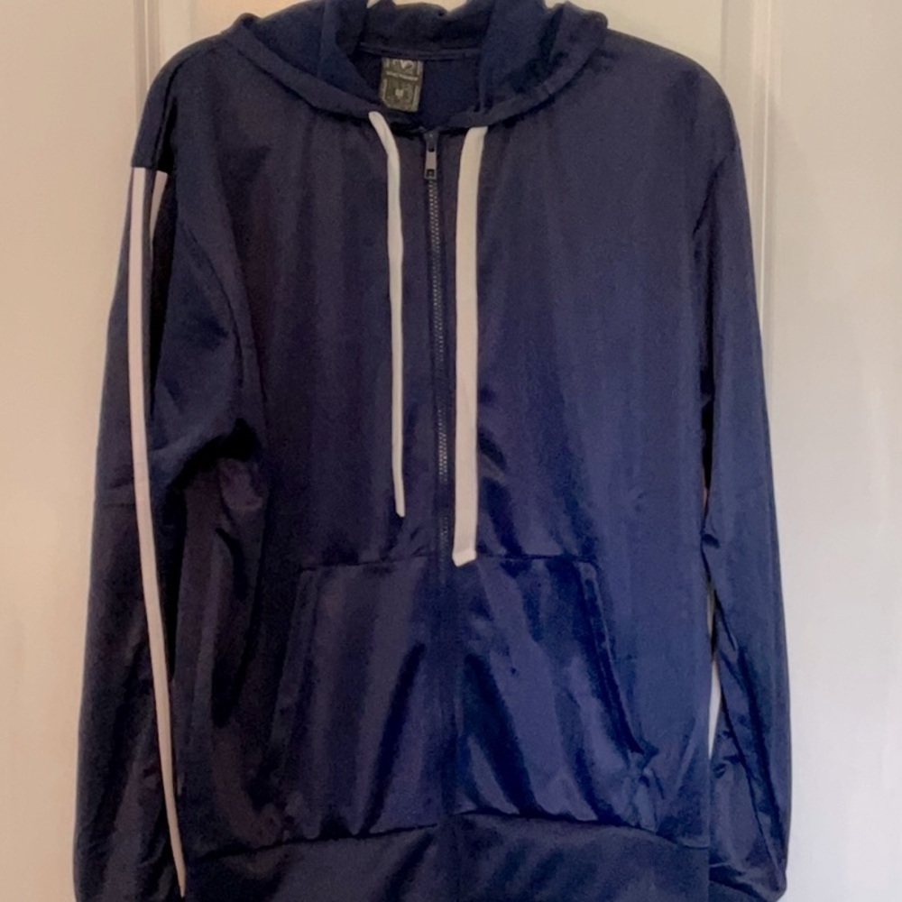 Blue Zip Up Sweater with Classic Design